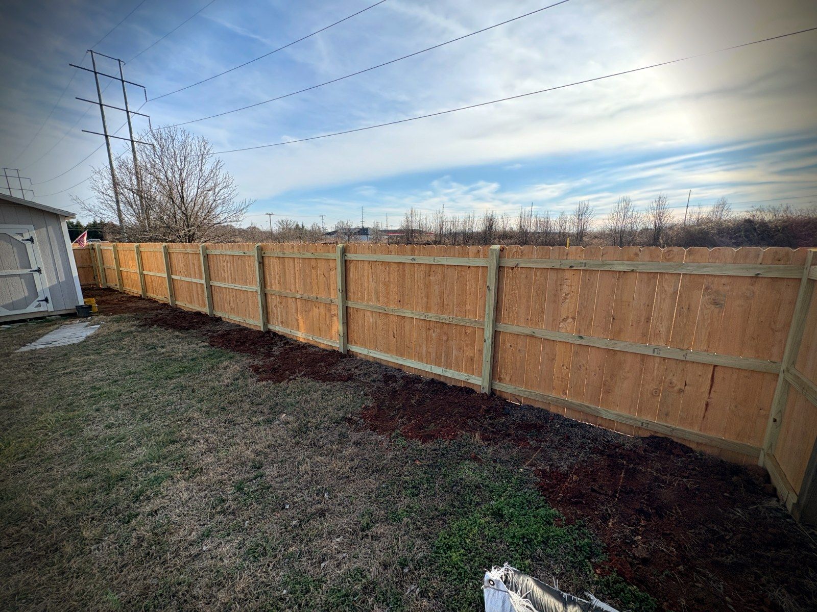 New wood privacy fence run